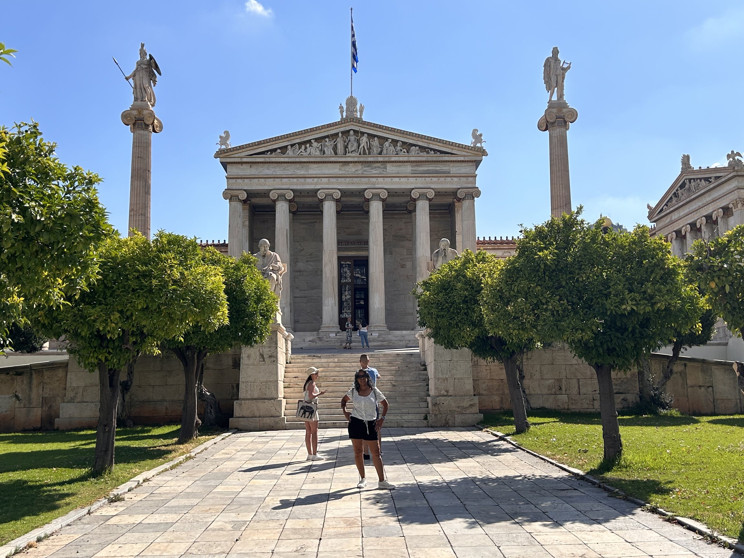 Marlene standing in front of the Academy of Athens