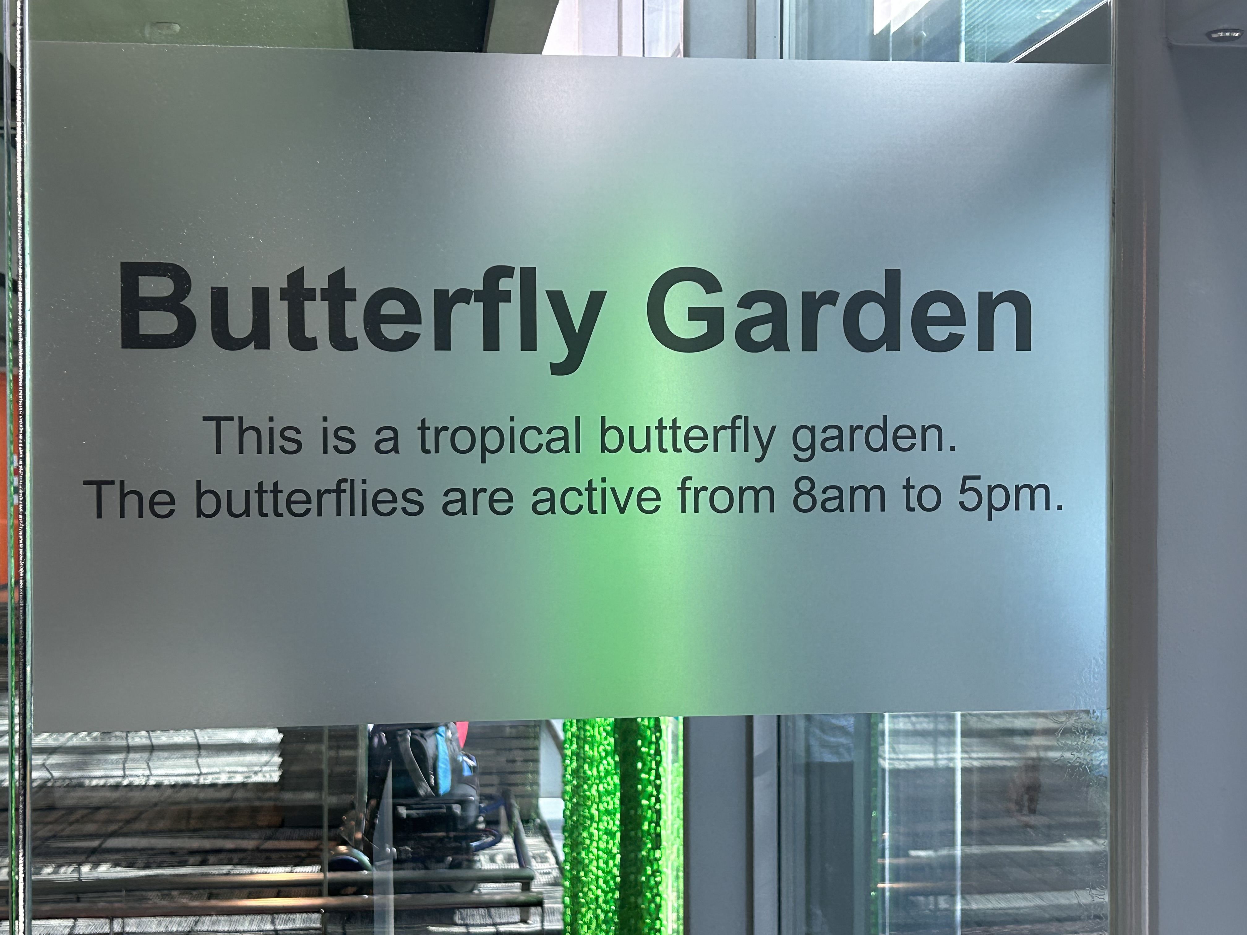 Entrance sign for the Butterfly Garden at Singapore Changi Airport